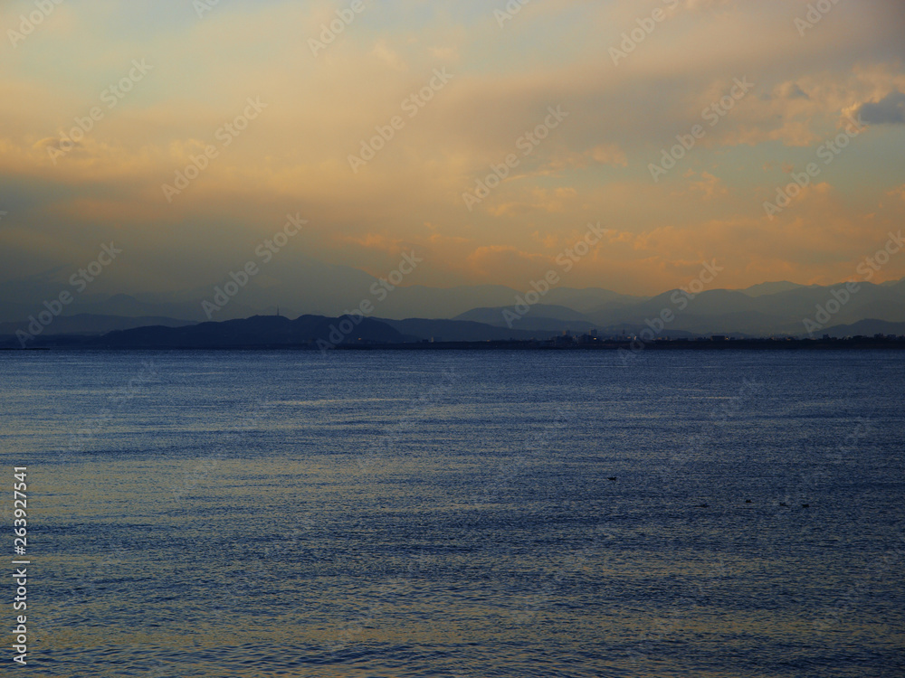 Blue sky and sea at sunset Blue sky and sea at sunset