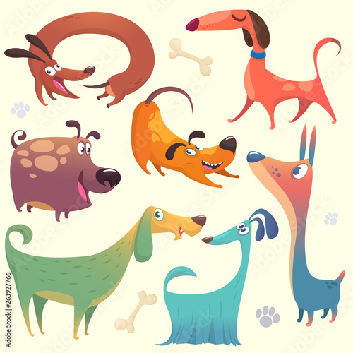 Canvas Print Cartoon dogs set