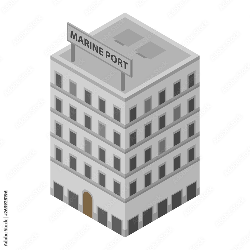 Marine port building icon. Isometric of marine port building vector icon for web design isolated on white background