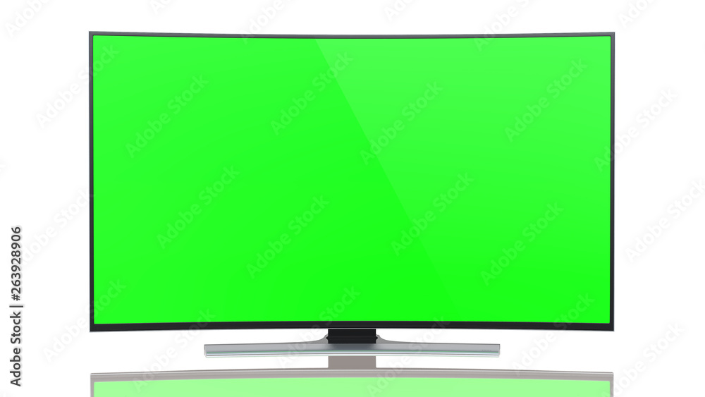 UltraHD Smart Tv with Curved green screen on white UltraHD Smart Tv with Curved green screen on white