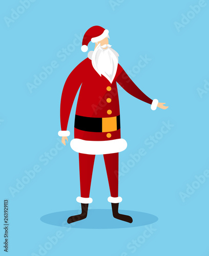 Faceless Santa Claus Isolated on Blue Background.