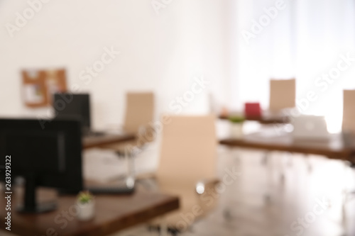 Modern brightly lit office with bokeh effect
