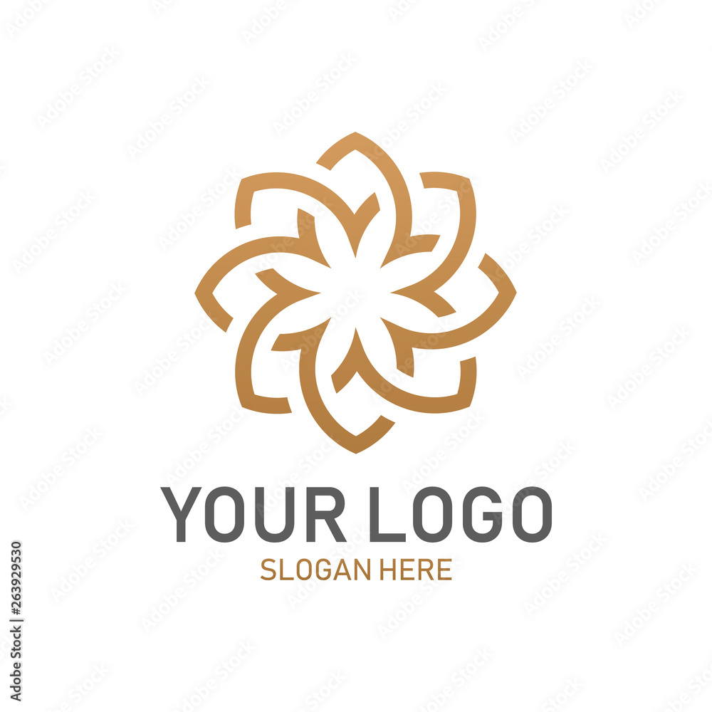 Gold Flower symbol logo vector template Gold Flower symbol logo vector template