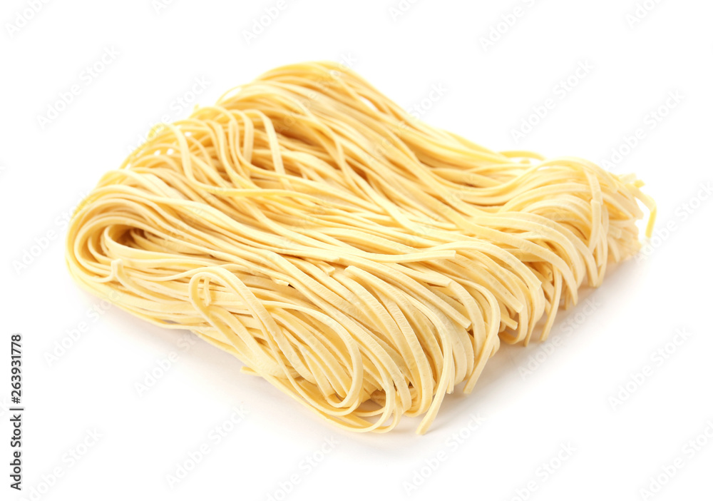 Block of quick cooking noodles isolated on white Block of quick cooking noodles isolated on white