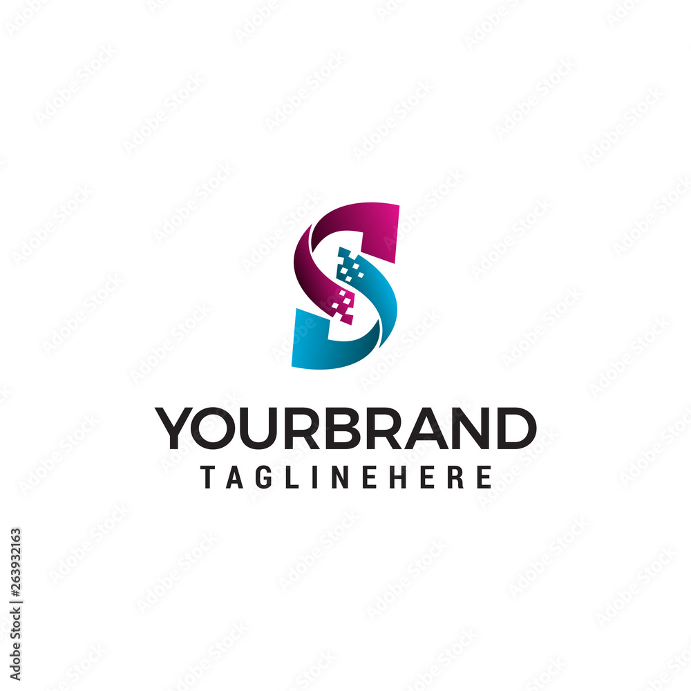 Letter S pixel logo design concept template vector