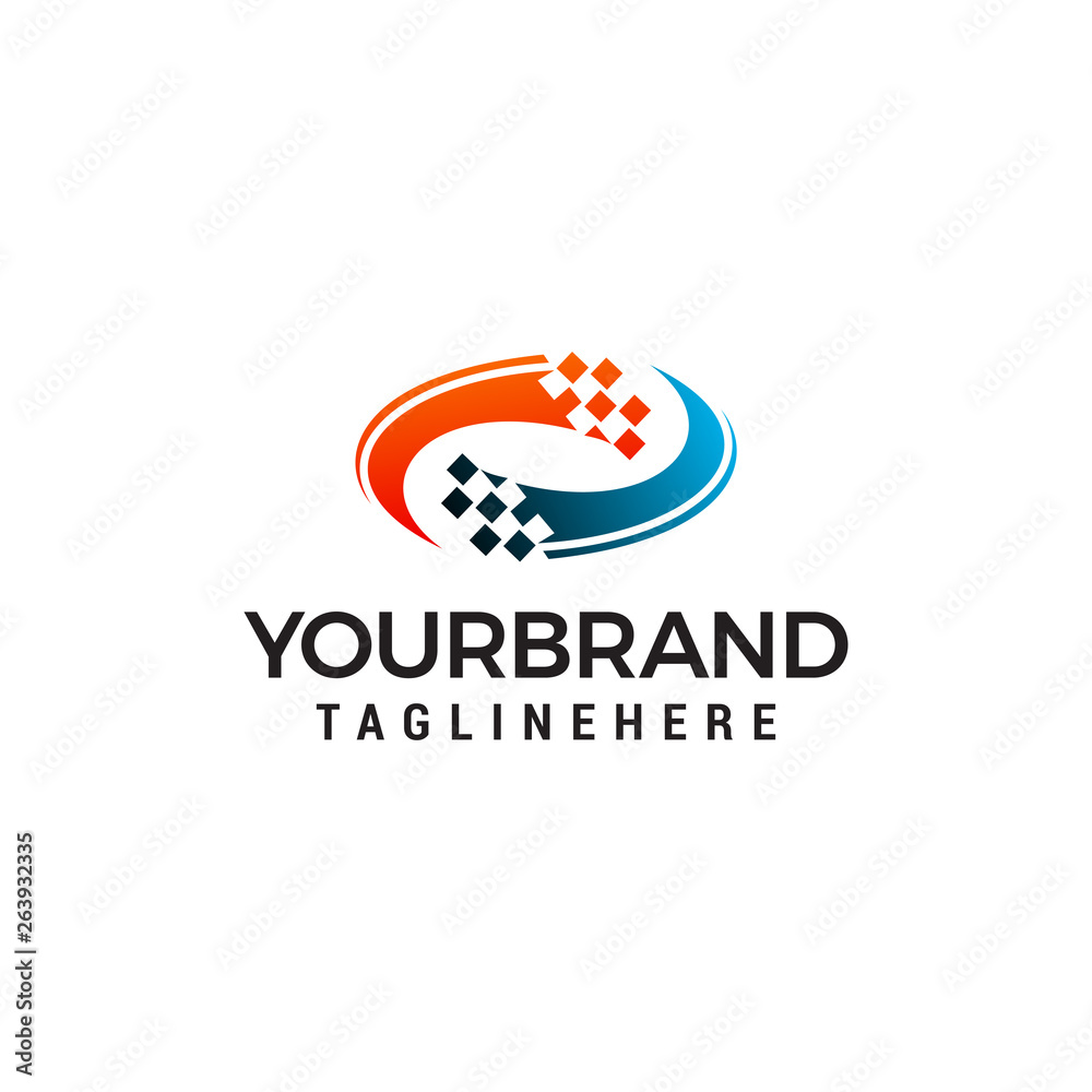 Rotation technology pixel logo design concept template vector Rotation technology pixel logo design concept template vector