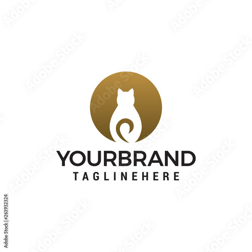 Cat circle logo design concept template vector