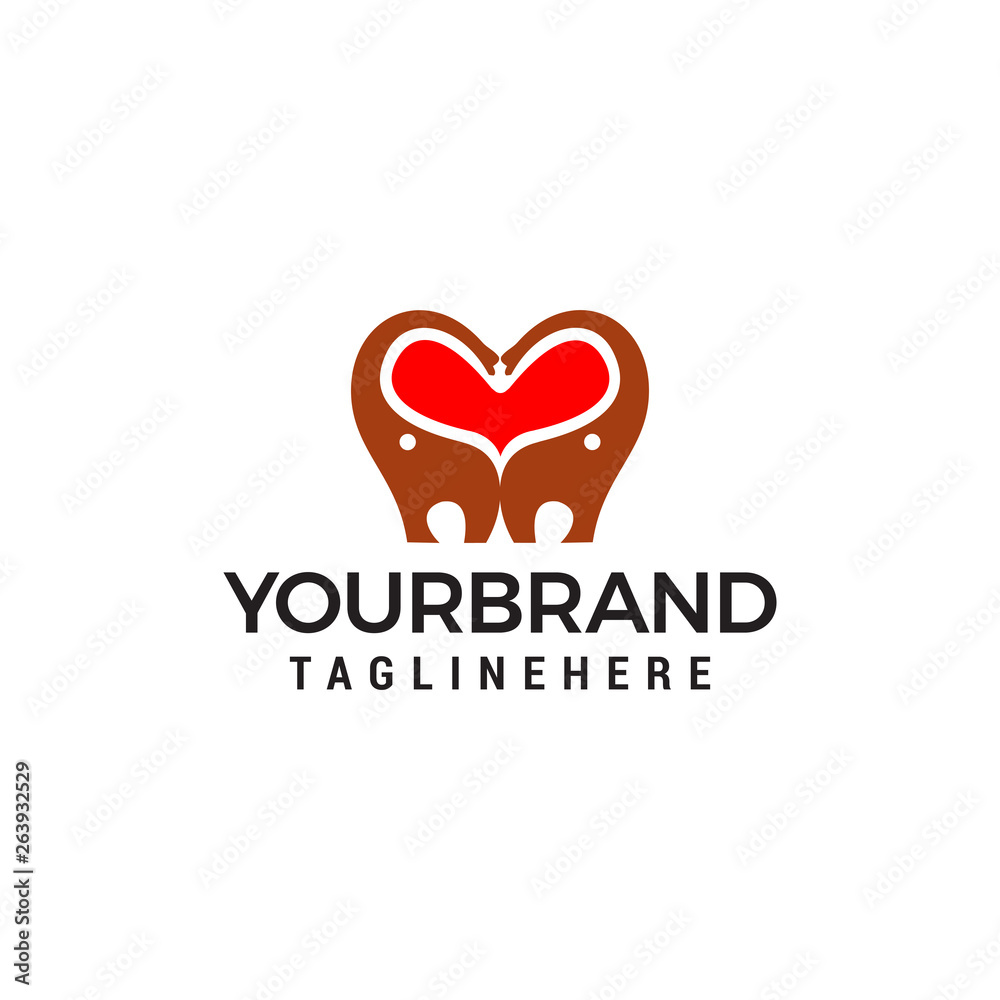 heart love elephant logo design concept template vector heart love elephant logo design concept template vector