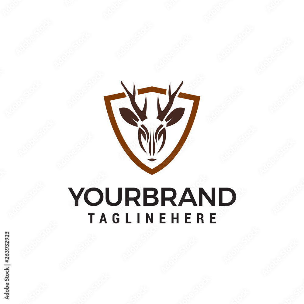 deer shield logo design concept template vector deer shield logo design concept template vector