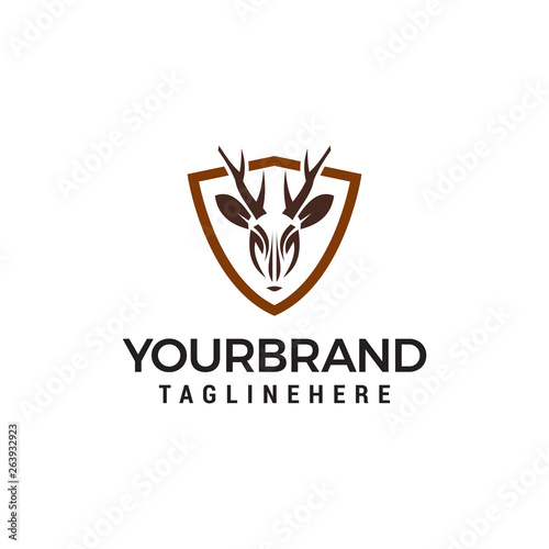 deer shield logo design concept template vector