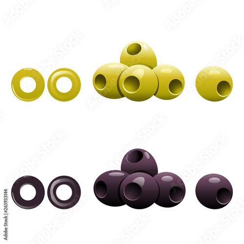 grüne und dunkle Oliven - food icons
