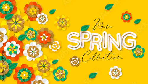 Spring new collection banner layout. Vector illustration