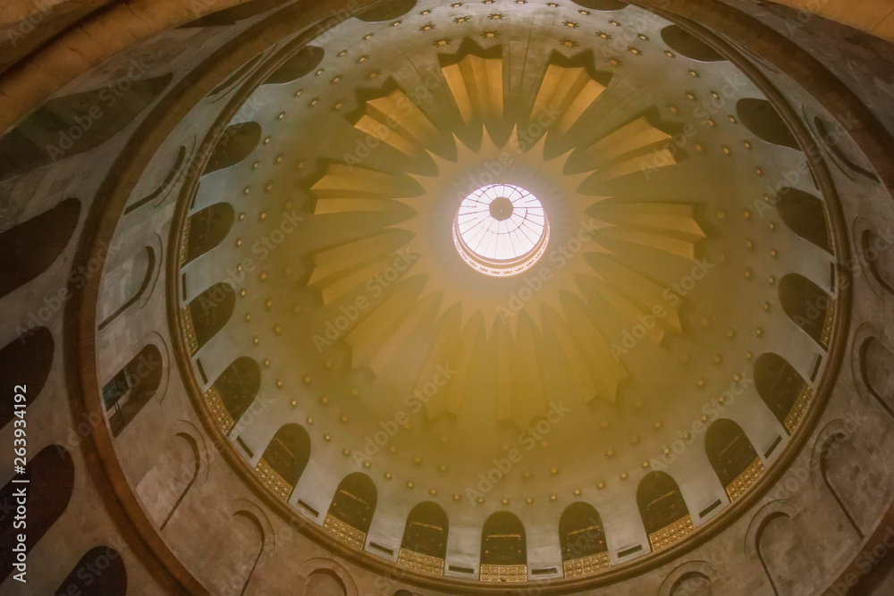 Inside view of dome at Church of the Holy Sepulchre