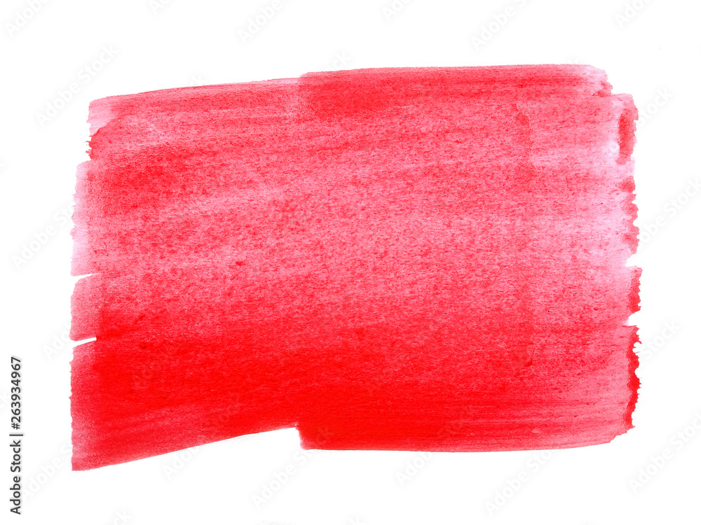 Abstract watercolor on white background. Red watercolor scribble texture. Red abstract watercolor background. It is a hand drawn.