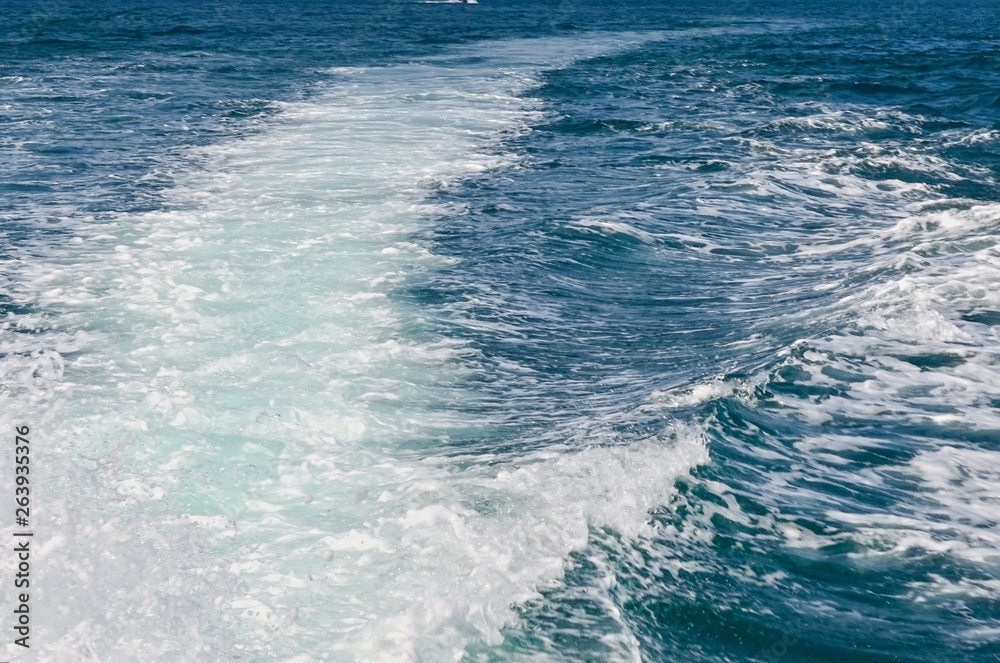 Motor boat water wake.Water wake behind speedboat Motor boat water wake.Water wake behind speedboat