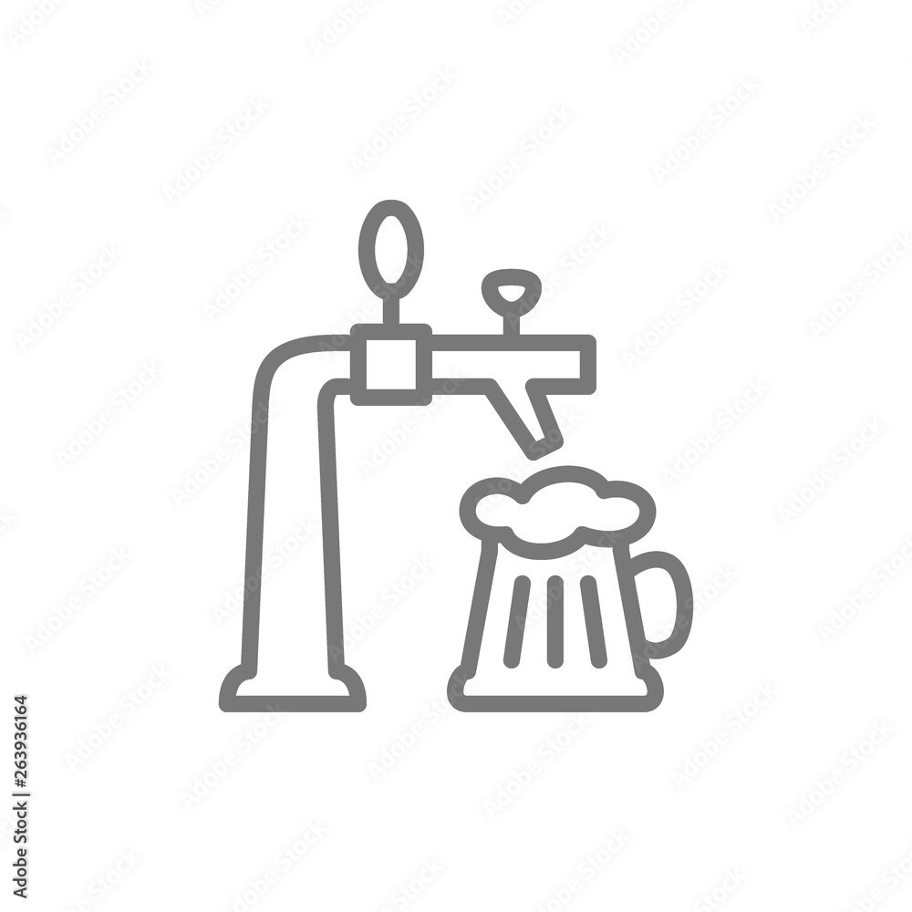 Beer tap line icon. Beer tap line icon.