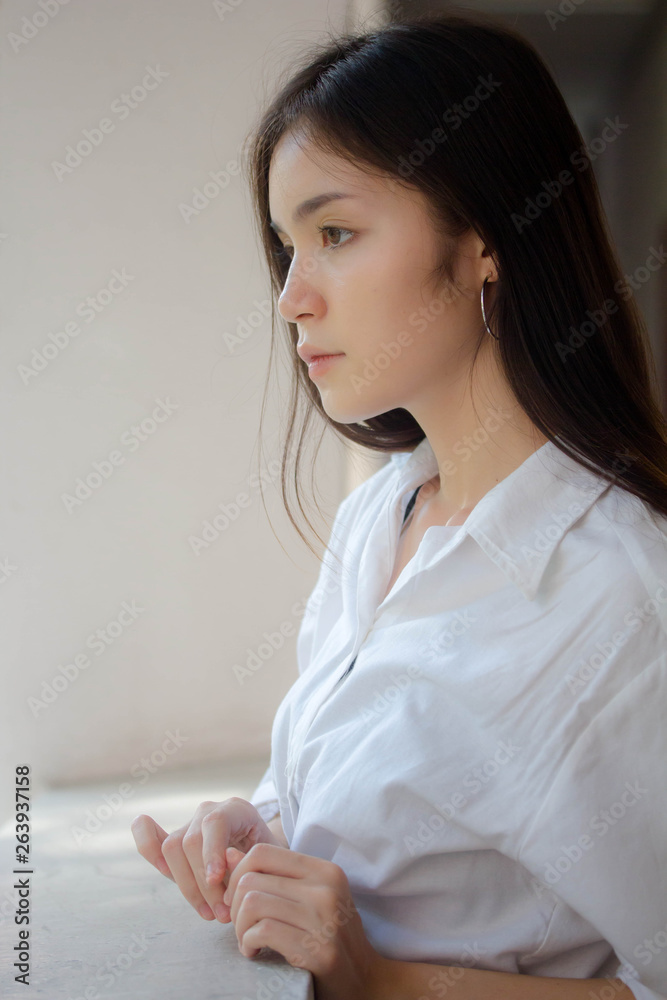 thai china adult office girl white shirt relax and smile thai china adult office girl white shirt relax and smile