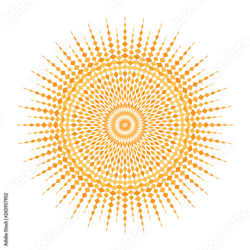 Geometrical Symbol Of The Sun – Renewable Energy Concept - Vector illustration  - Isolated - Decorative Summer Design – Holy Spirit Halo