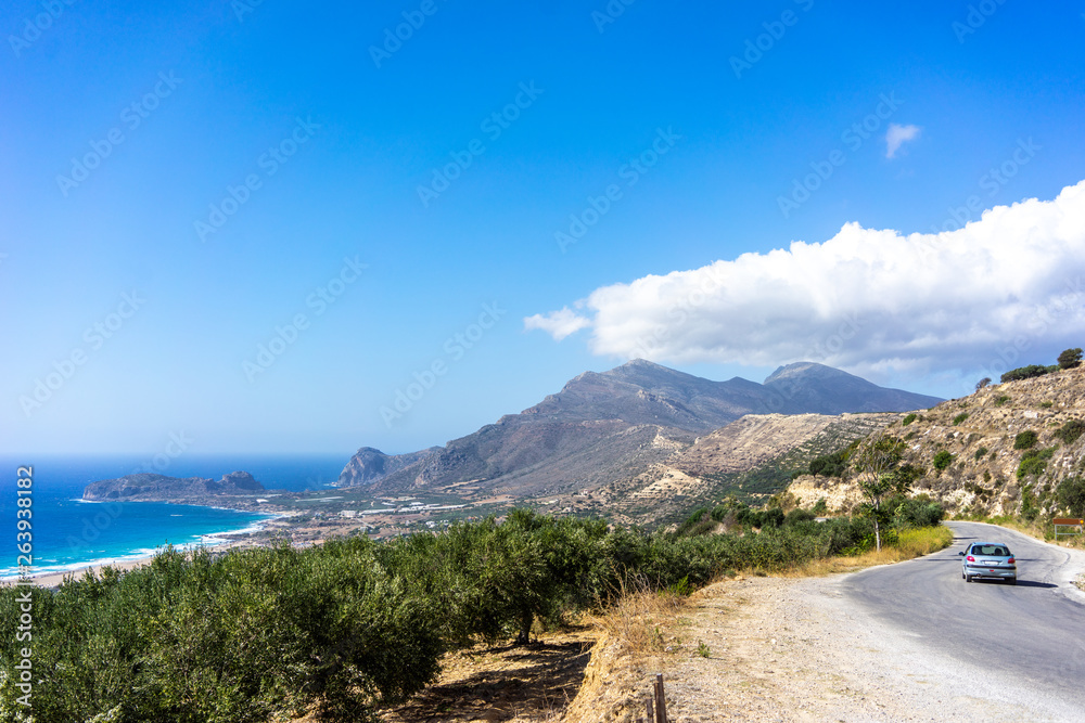 Olive plantations on the mountain near the Falasarna beach in Crete