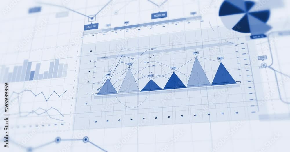 4K Financial Business Charts, Graphs And Diagrams. 3D Stock Market Infographics