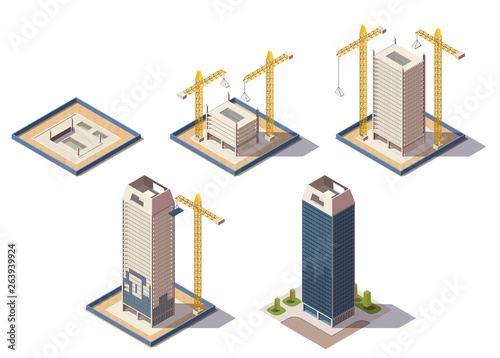 Skyscrapers Construction Isometric Composition