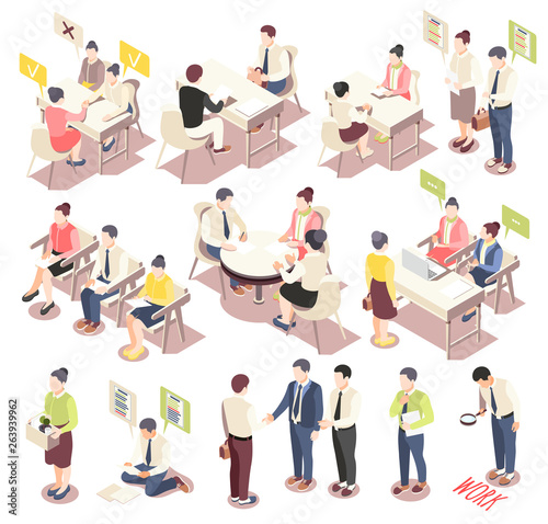 Employment And Recruitment Isometric Icons