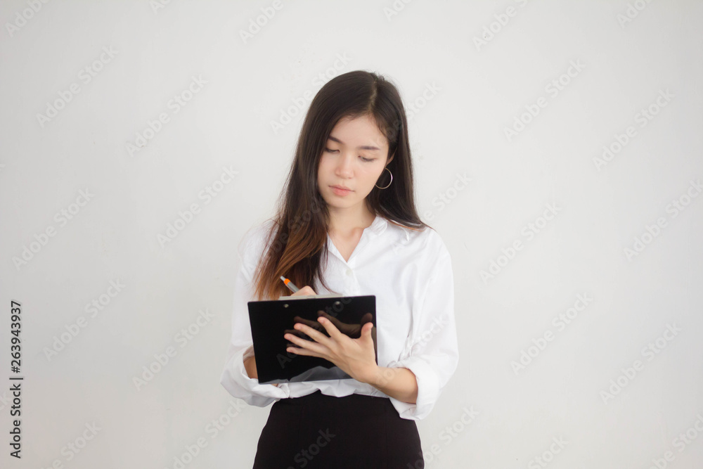 Portrait of thai adult working women white shirt working Portrait of thai adult working women white shirt working
