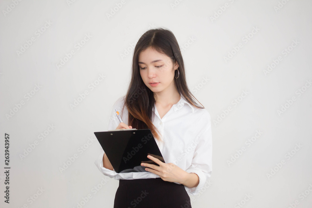 Portrait of thai adult working women white shirt working Portrait of thai adult working women white shirt working