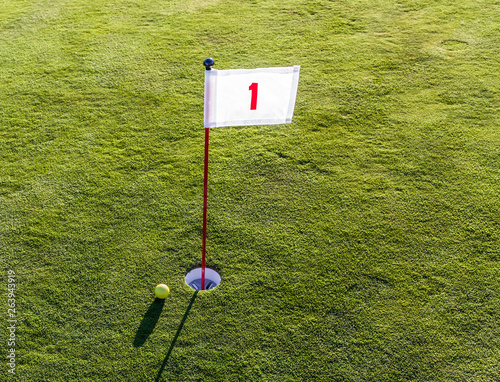 A hit on the golf course is associated with precision, wealth and practice. Characteristics which are important topics in the management and which are also transferred with this picture.