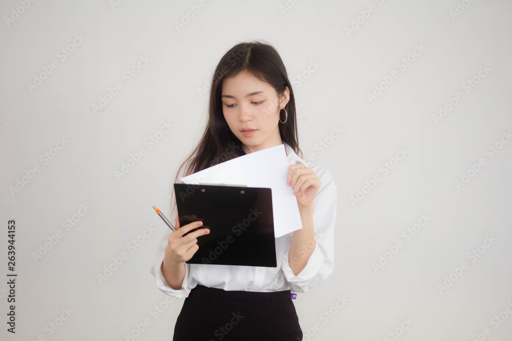 Portrait of thai adult working women white shirt working Portrait of thai adult working women white shirt working