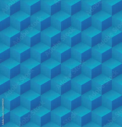 Geometric abstract blue cubic pattern