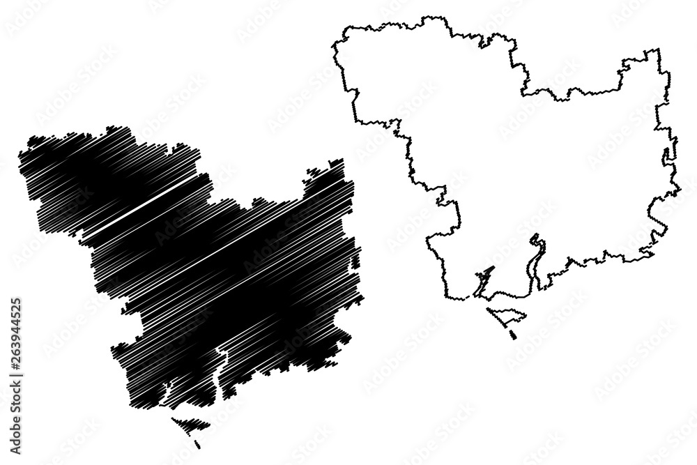 Mykolaiv Oblast (Administrative divisions of Ukraine, Oblasts of Ukraine) map vector illustration, scribble sketch Mykolaivshchyna ( Nikolaev or Nikolayev Oblast) map