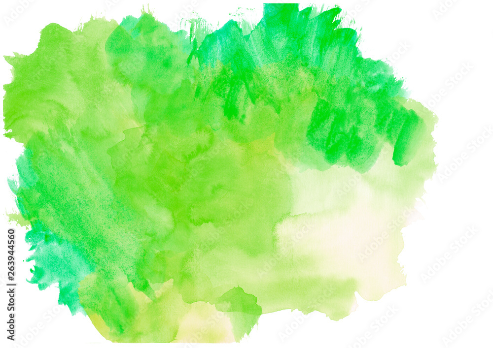 green watercolor strokes on paper.Design the sample for the texts of postcards green watercolor strokes on paper.Design the sample for the texts of postcards
