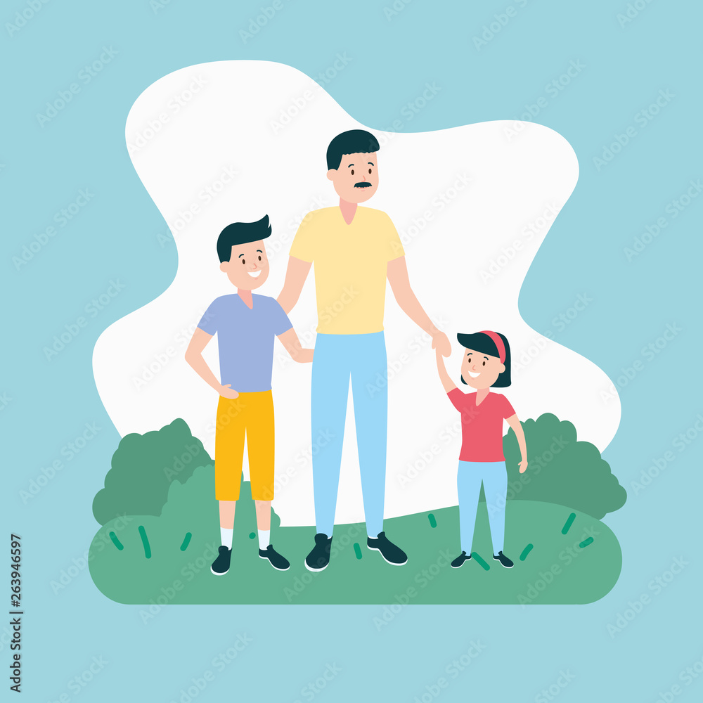 father with son and daughter father with son and daughter