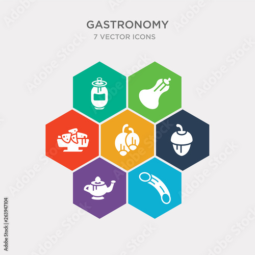 simple set of macaroni, teapot, nut, gooseberry icons, contains such as icons nachos, butternut squash, beer can and more. 64x64 pixel perfect. infographics vector