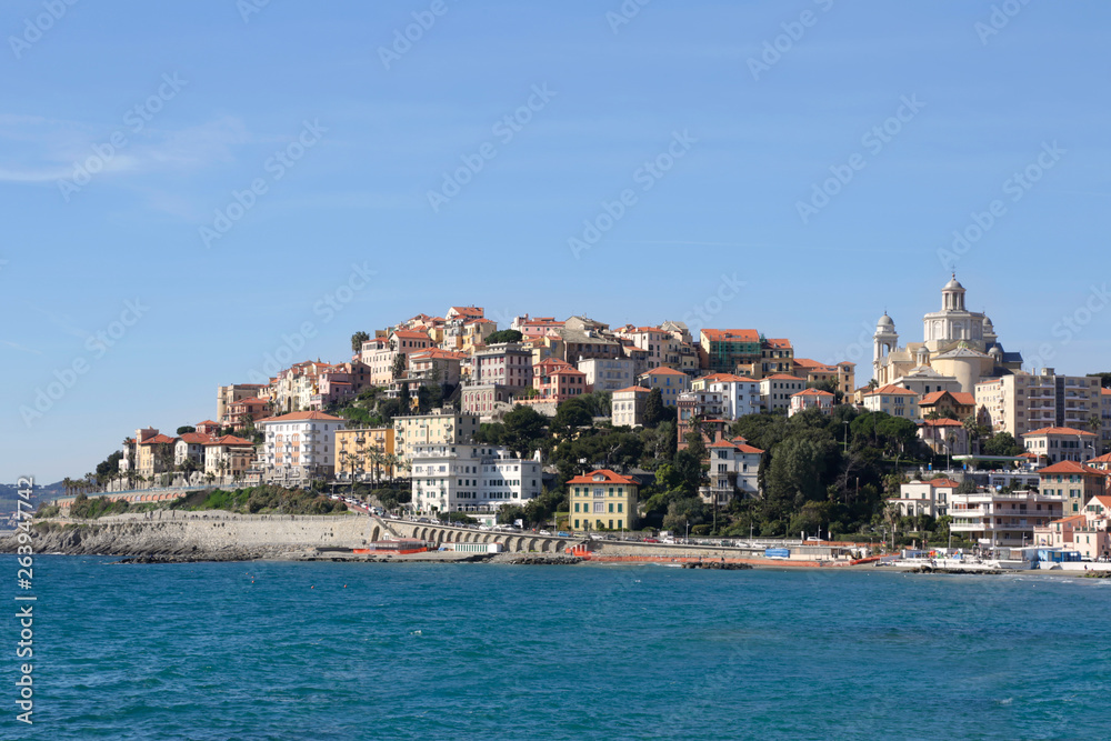 Imperia Porto Maurizio city and sea in a sunny summer day in Liguria, Italy