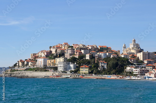 Fototapeta Naklejka Na Ścianę i Meble -  Imperia Porto Maurizio city and sea in a sunny summer day in Liguria, Italy