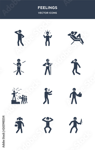 12 feelings vector icons such as awful human, bad human, beautiful human, better blah contains blessed bo broken chill cold comfortable icons
