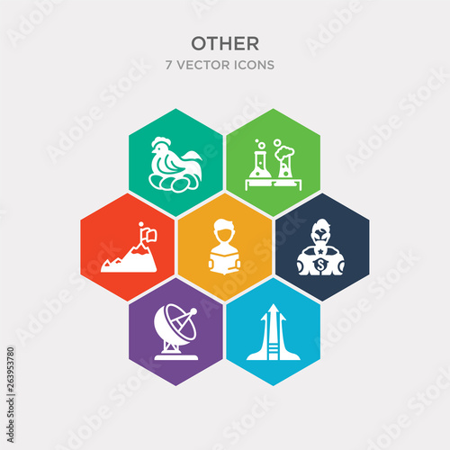 simple set of arrowup, satelite antenna, super hero, self learning icons, contains such as icons milestone, labaratory, chichen hen and more. 64x64 pixel perfect. infographics vector