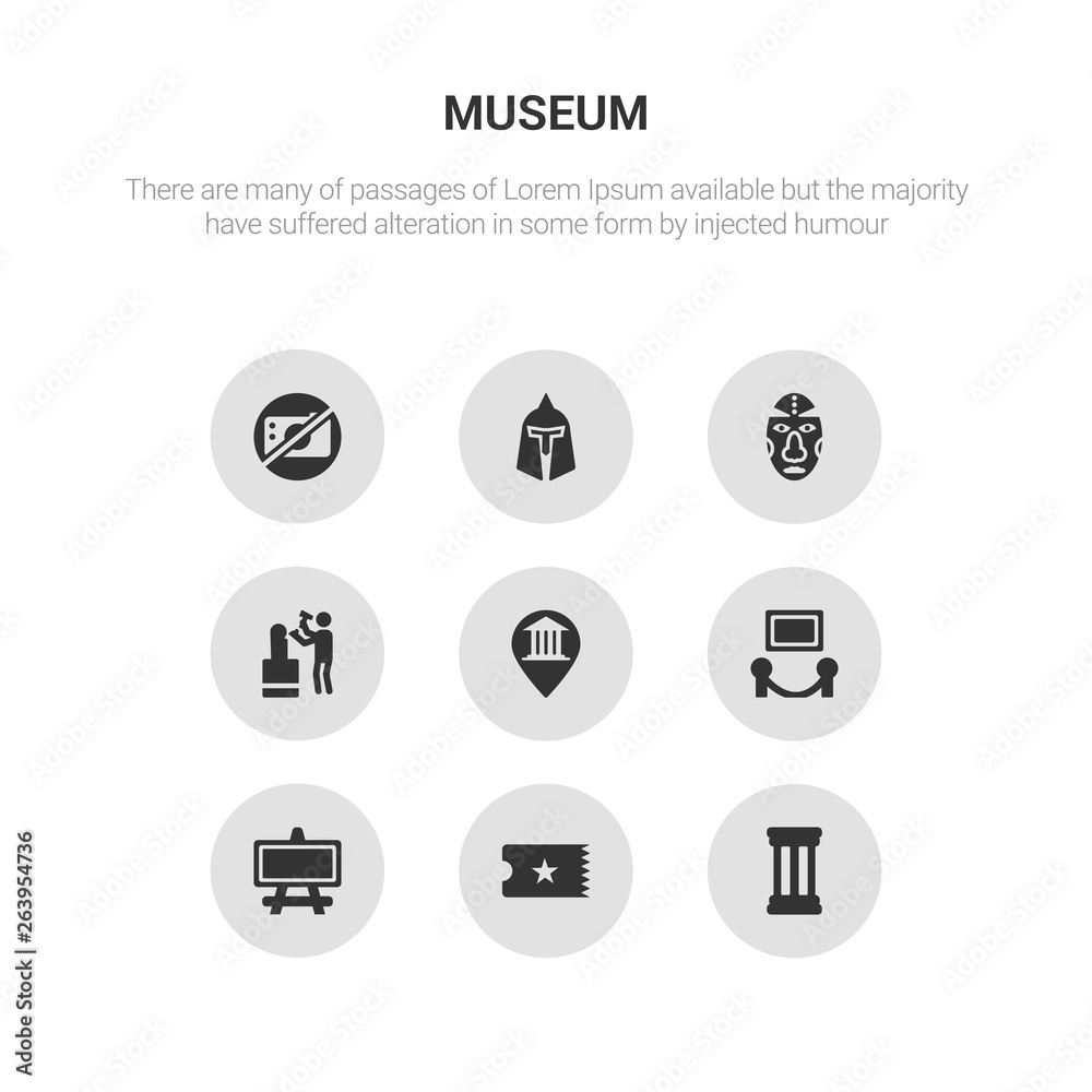9 round vector icons such as antique column, museum ticket, museum canvas, exhibition, museum map contains sculpture, african mask, roman or greek helmet, no photo. antique column, ticket, icon3_, 9 round vector icons such as antique column, museum ticket, museum canvas, exhibition, museum map contains sculpture, african mask, roman or greek helmet, no photo. antique column, ticket, icon3_,