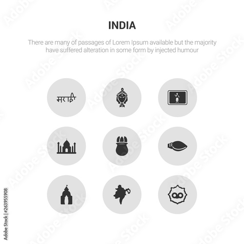 9 round vector icons such as telugu language, assam, odisha, biju janata dal, ugadi contains uttar pradesh, bollywood, durga puja, marathi language. telugu language, assam, icon3_, gray india icons