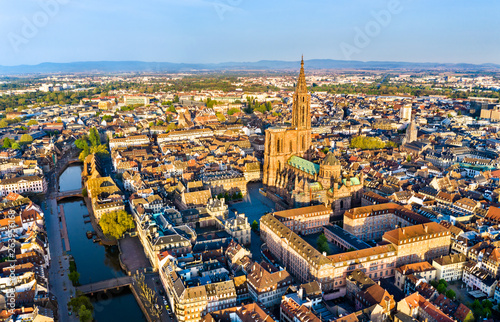 Aerial view of Strasbourg Cathedral in Alsace, France photo