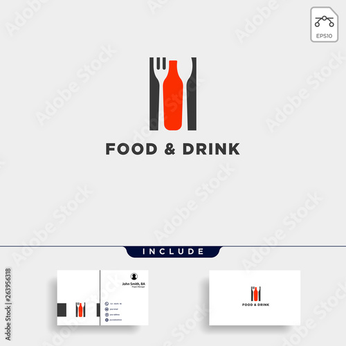 food and drink bottle simple flat logo design vector illustration