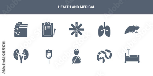 10 health and medical vector icons such as electrocardiogram, emergency, emergency call, enema, epidermis contains first aid kit, germs, gynecology, health care, hospital. health and medical icons