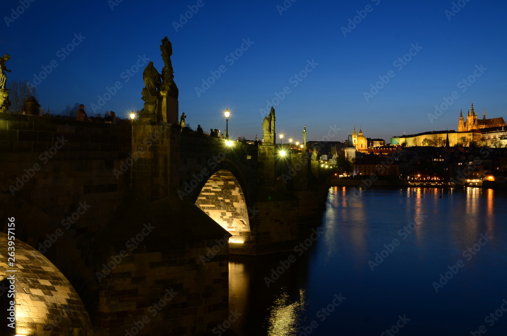 Charles Bridge in Prague at night