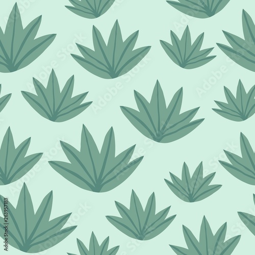 Tropical green leaves seamless pattern. Exotic plant.