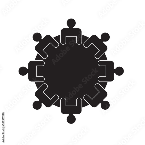 people around the round table icon- vector illustration