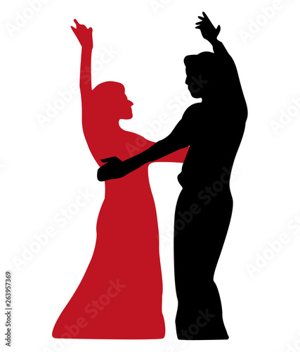 Couple dancing sevillanas part 2. Silhouettes in vector photo