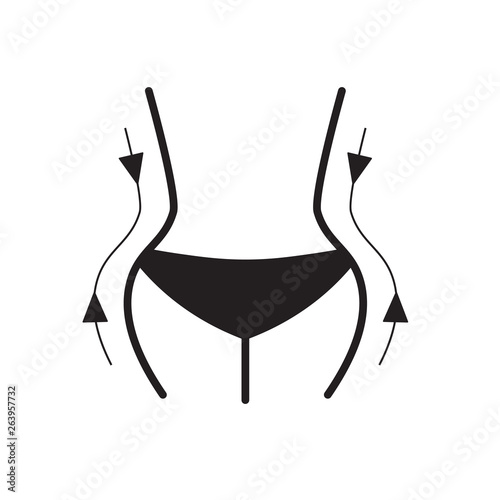 curvy woman silhouette, weight loss icon- vector illustration