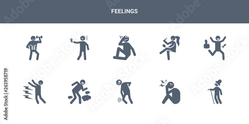 10 feelings vector icons such as optimistic human  overwhelmed human  pained human  pissed pissed off contains positive pretty proud pumped ready feelings icons